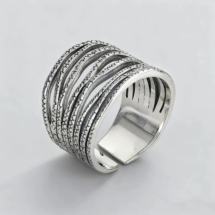 Vintage Multilayer Ring Silver 1 resizable