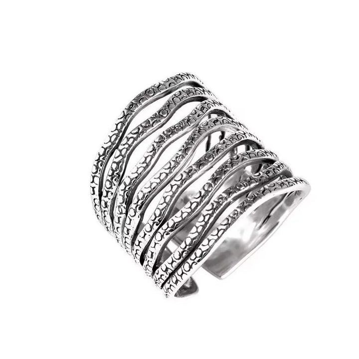 Vintage Multilayer Ring Silver 2 resizable