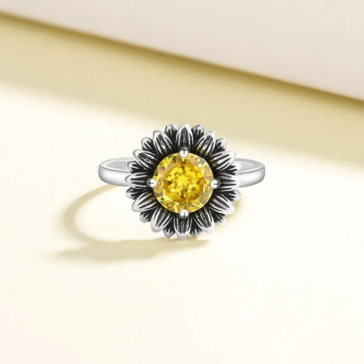 Vintage Punk Flower Ring Silver resizable