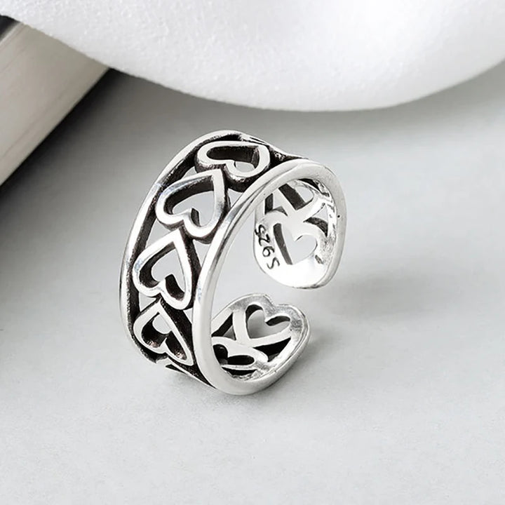 Vintage Punk Heart Rings LOVE Heart-2 resizable