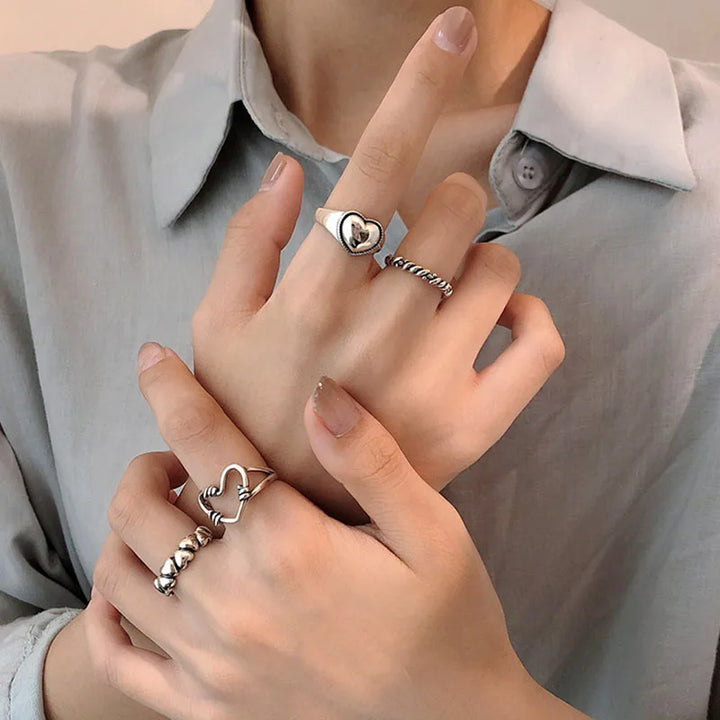 Vintage Punk Heart Rings