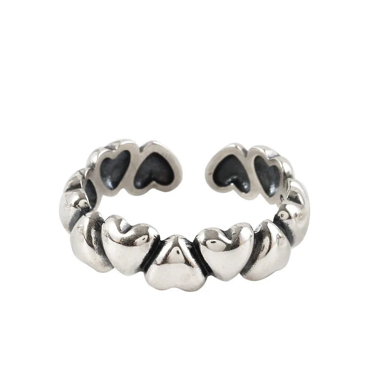 Vintage Punk Heart Rings LOVE Heart-8 resizable