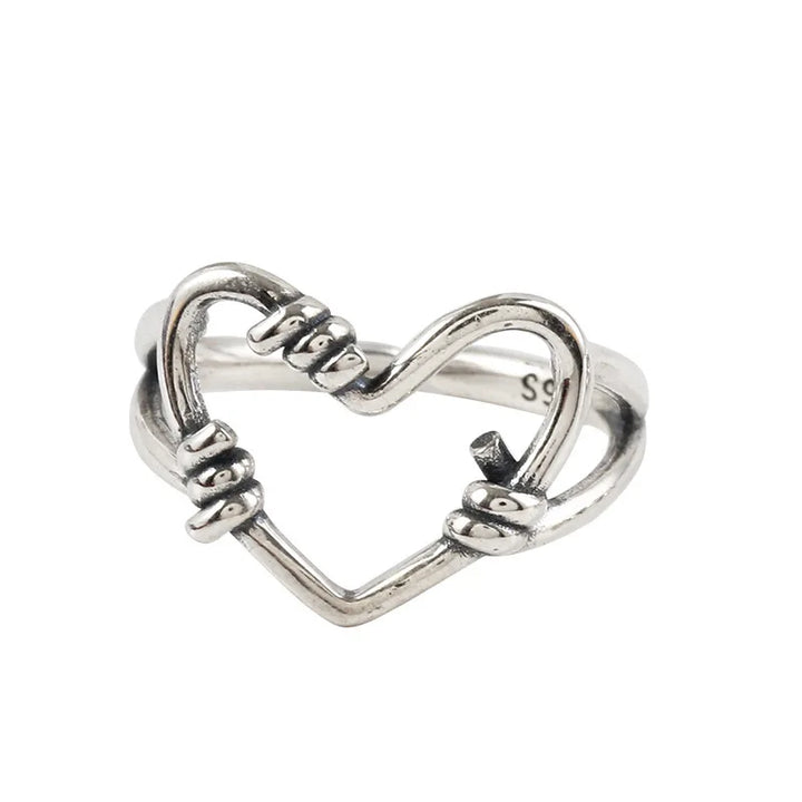 Vintage Punk Heart Rings LOVE Heart-10 resizable