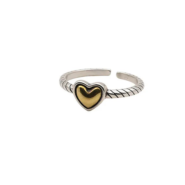 Vintage Punk Heart Rings LOVE Heart-6 resizable