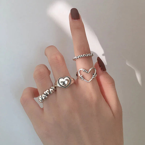 Vintage Punk Heart Rings