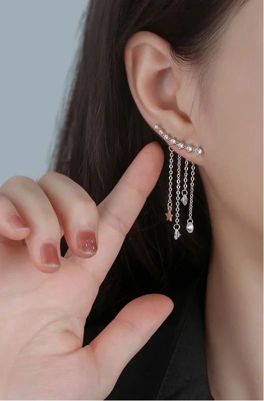 Zircon Tassel Drop Earrings
