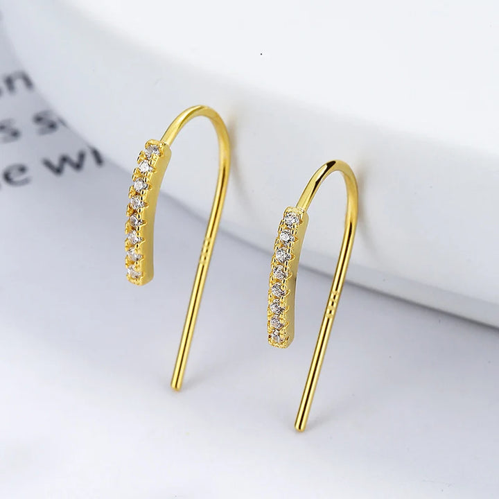 Zircon U-Shaped Earrings Gold Color