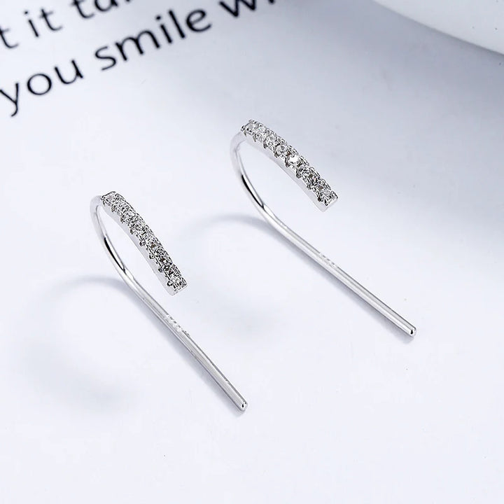 Zircon U-Shaped Earrings Silver Color