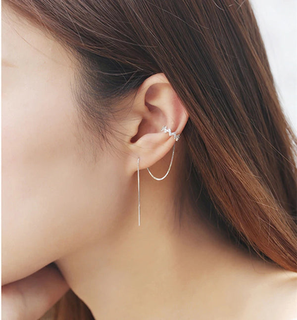 Zircon Wave Tassel Earrings