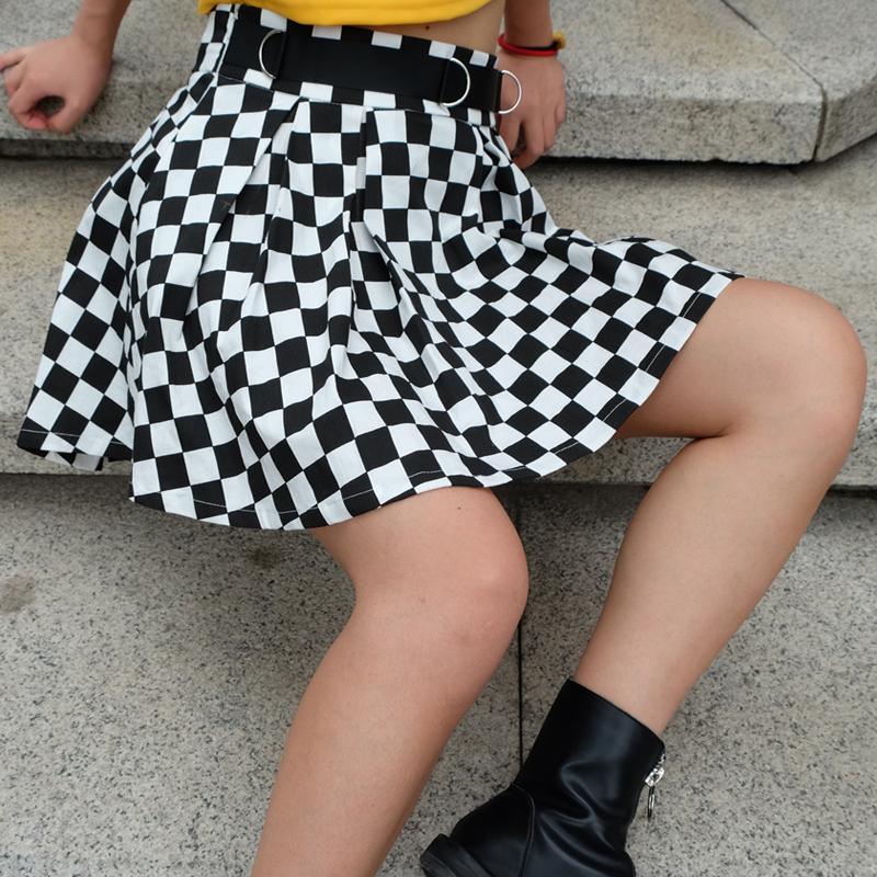 Checkerboard Ribbon Short Skirt - Cargo Chic