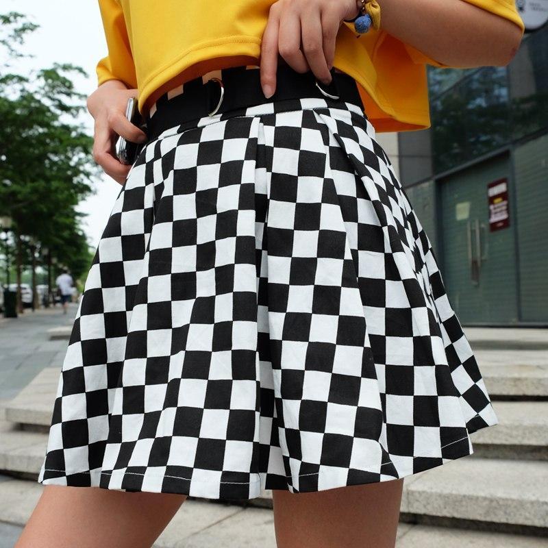Checkerboard Ribbon Short Skirt - Cargo Chic