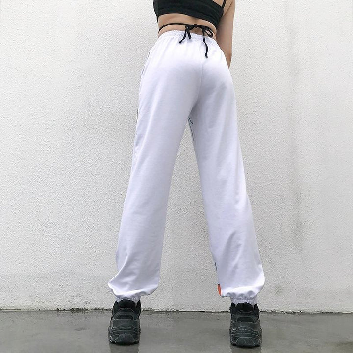 Color Flaming Fire Printed Sweat Pants - Cargo Chic