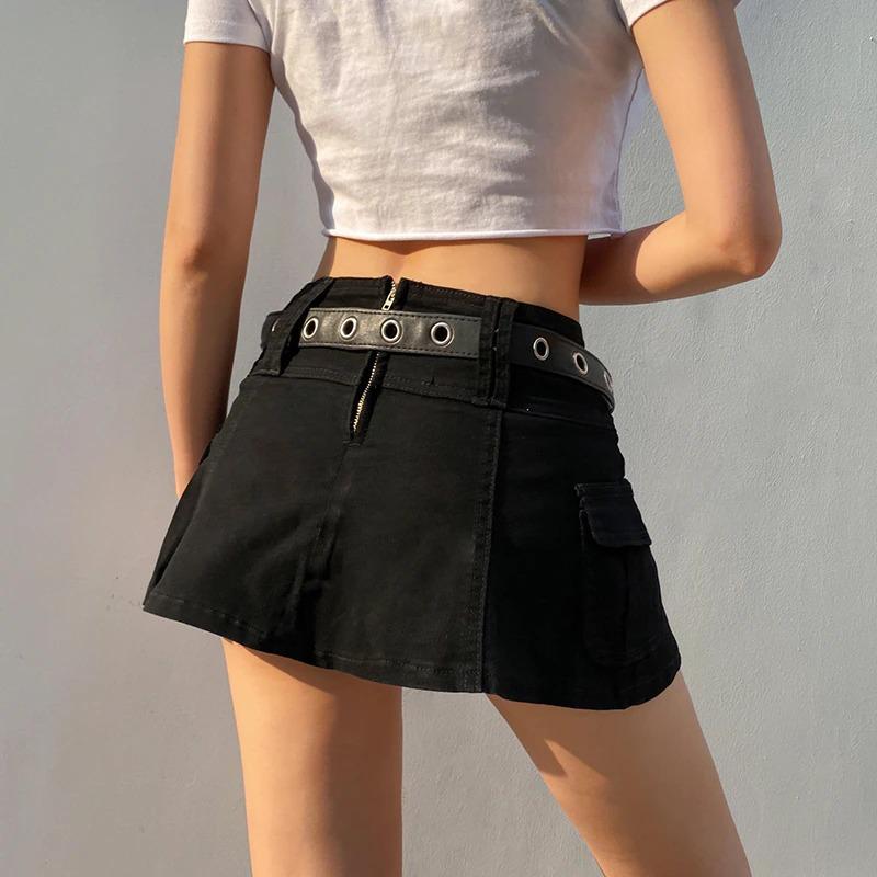 Denim Short Skirt - Cargo Chic