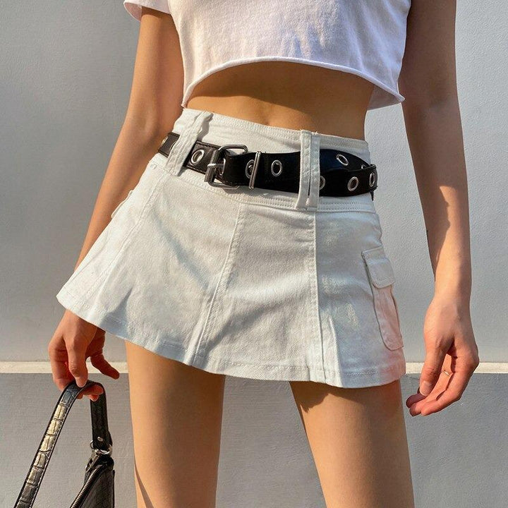 Denim Short Skirt - Cargo Chic