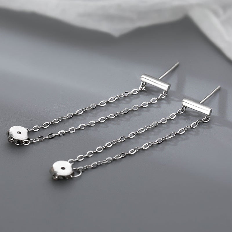 Double Chain Tassel Stud Earrings