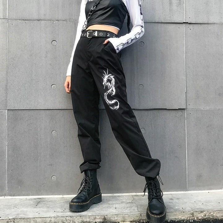 Dragon Embroidery Cargo Pants - Cargo Chic