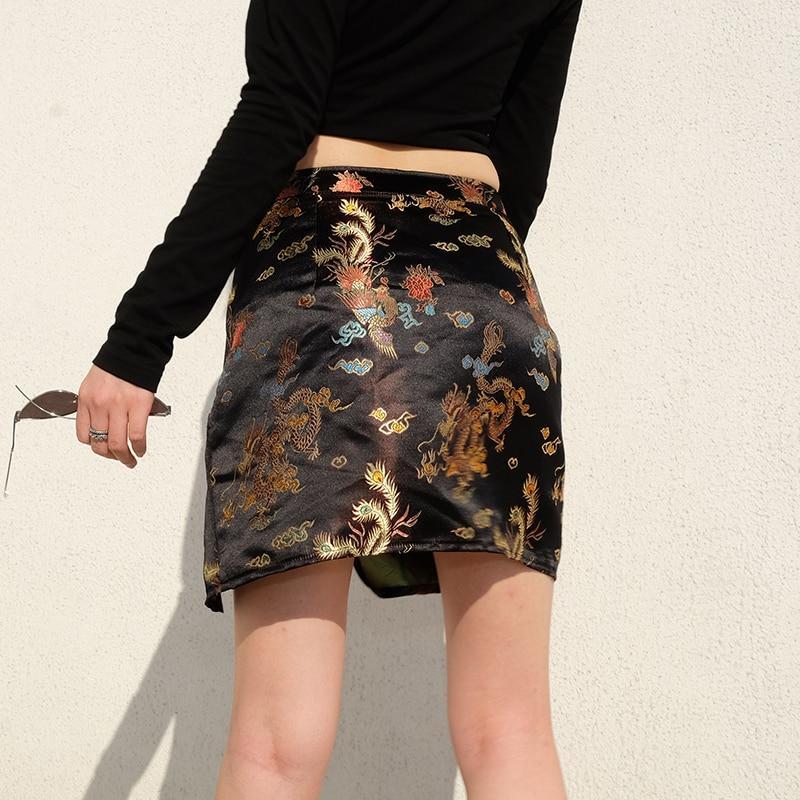 Dragon Print Split Skirt - Cargo Chic