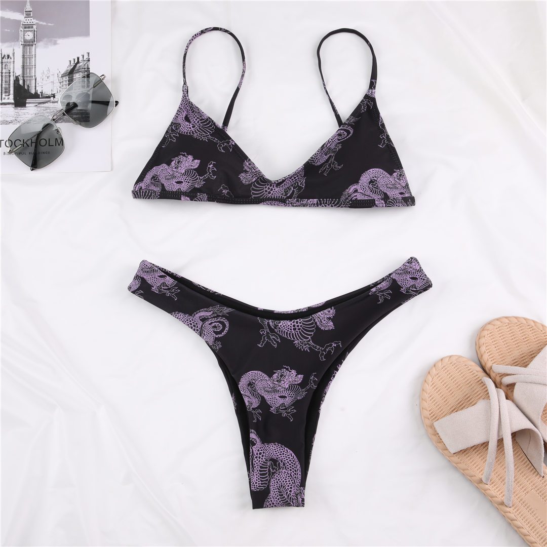 Dragon Printed Three-Pieces Bikini