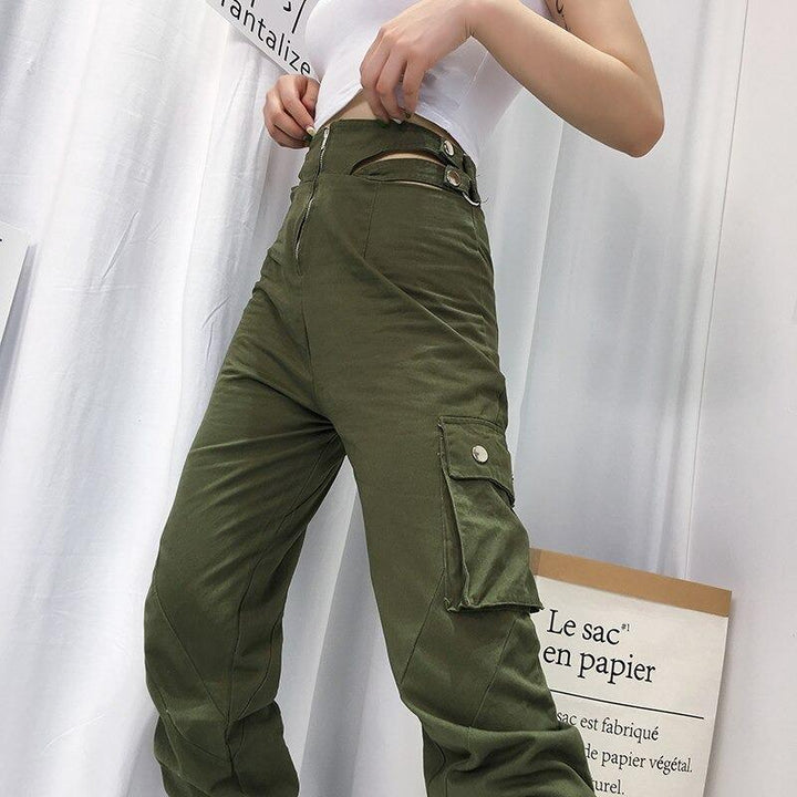 Dual Snap Waist Pants - Cargo Chic