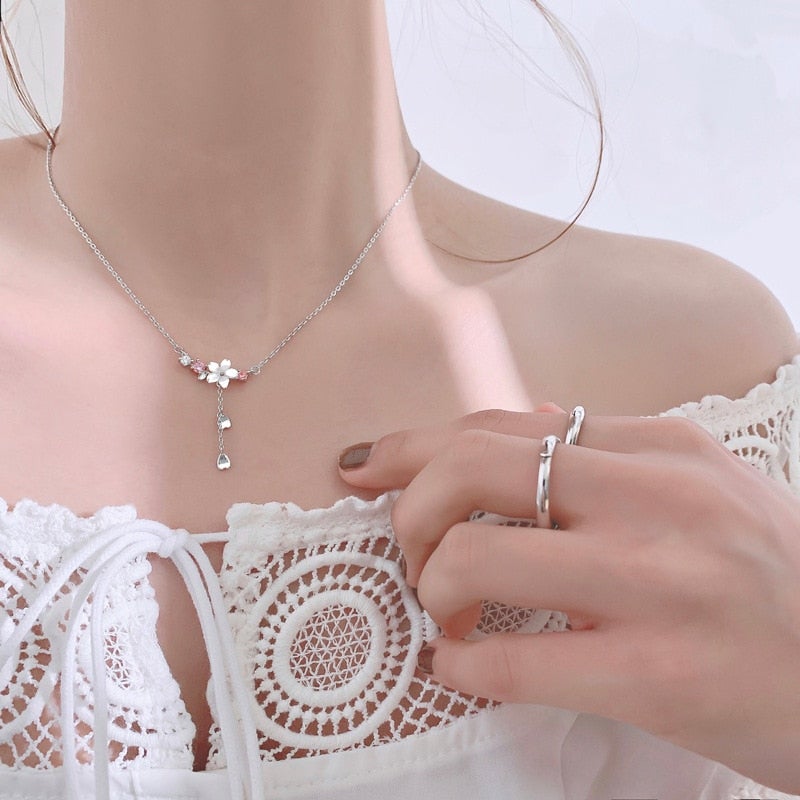 Flowers Tassels Zircon Necklace