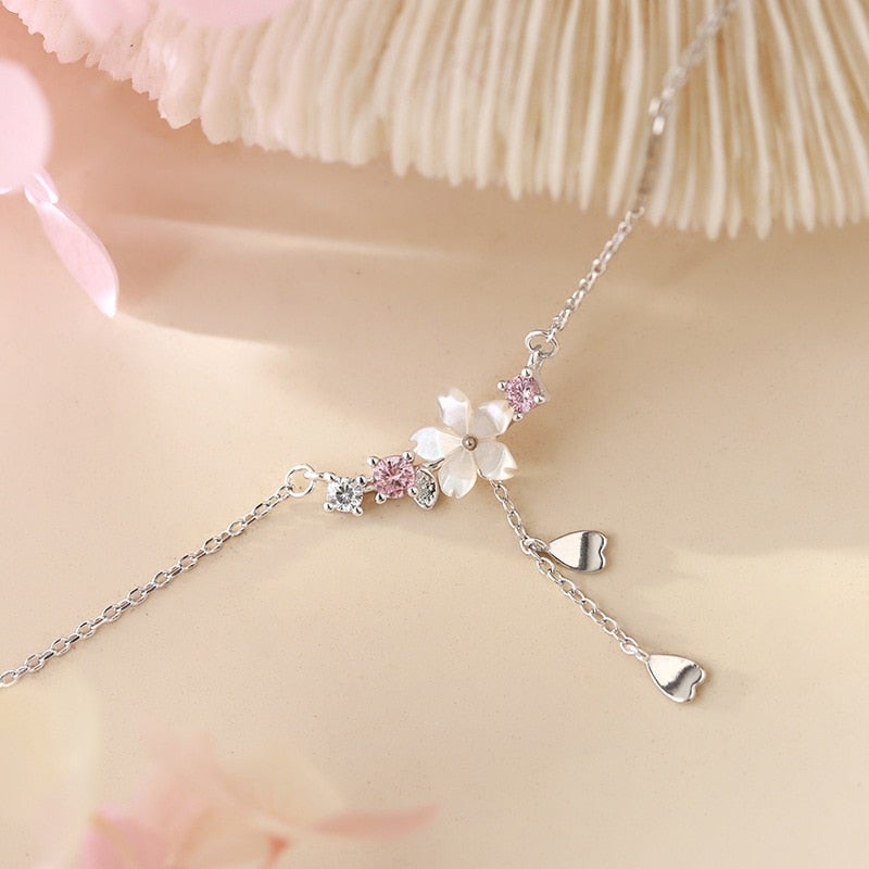 Flowers Tassels Zircon Necklace