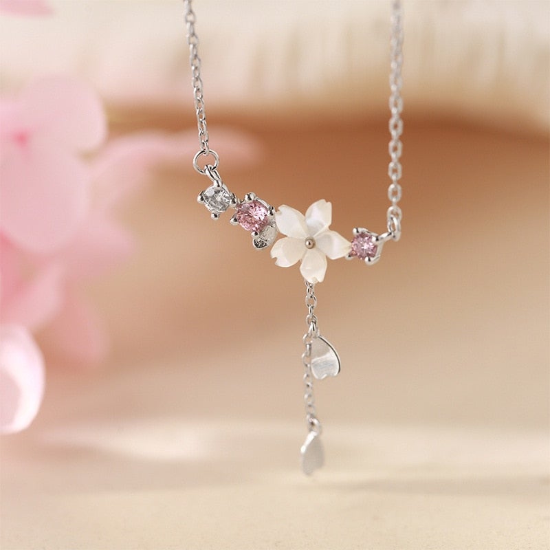 Flowers Tassels Zircon Necklace