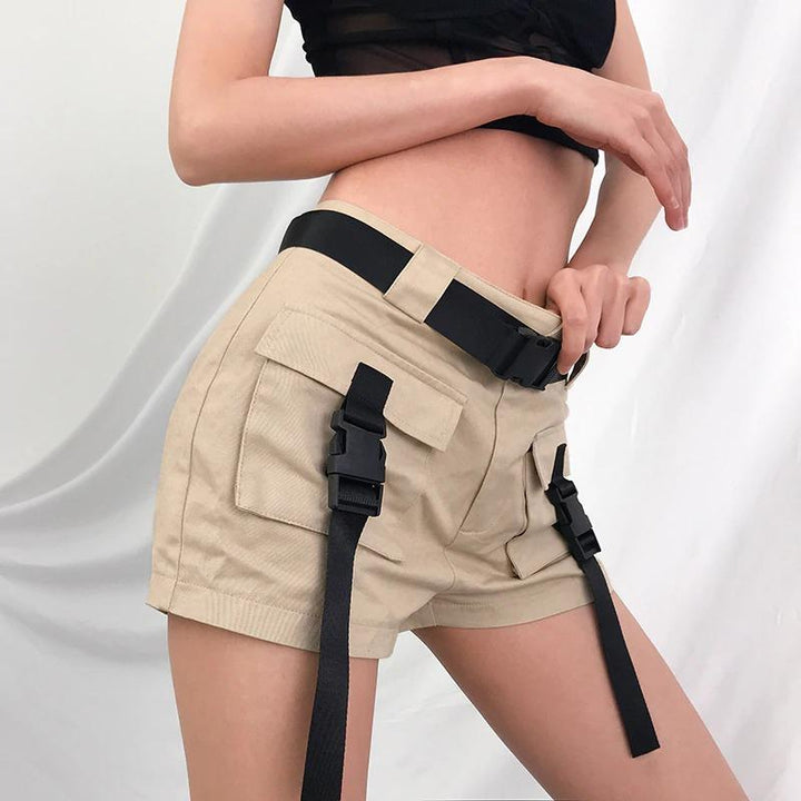 Front Pockets Ribbon Cargo Shorts - Cargo Chic