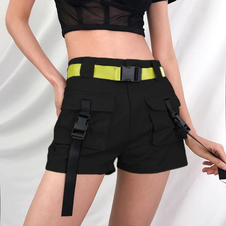 Front Pockets Ribbon Cargo Shorts - Cargo Chic
