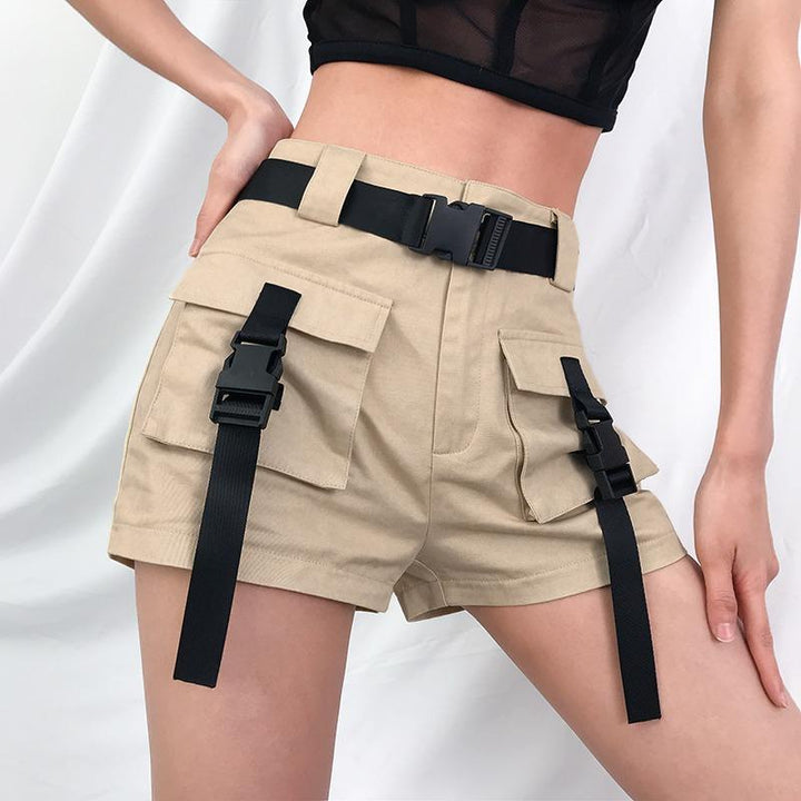 Front Pockets Ribbon Cargo Shorts - Cargo Chic