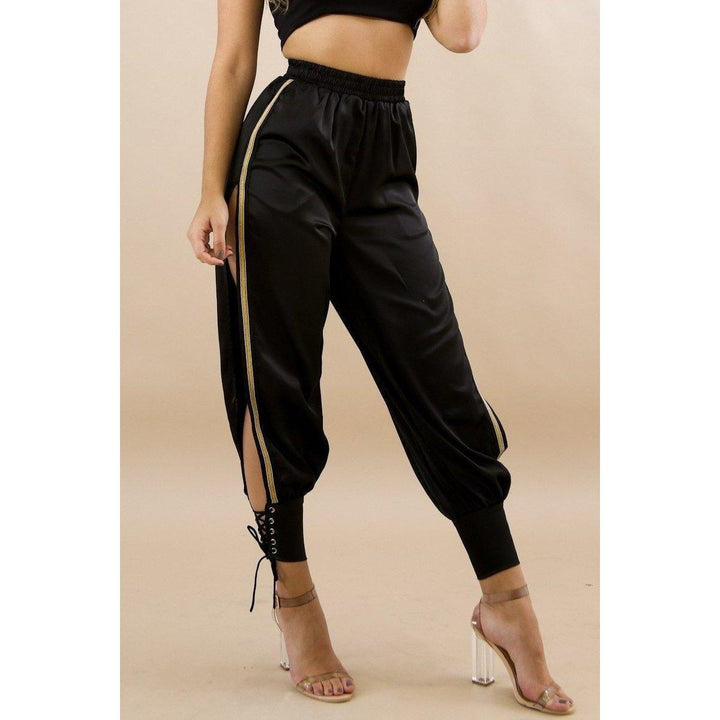 Gold Striped Open Sides Pant - Cargo Chic