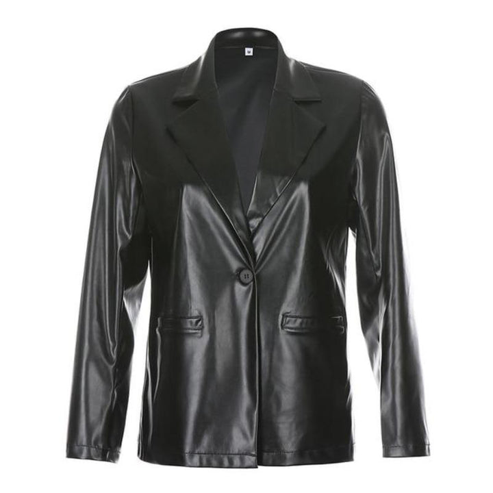 Leather Blazer Jacket-Cargo Chic