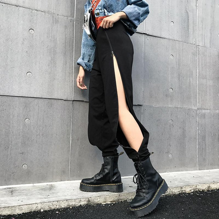 Open Side Zipper Pants - Cargo Chic