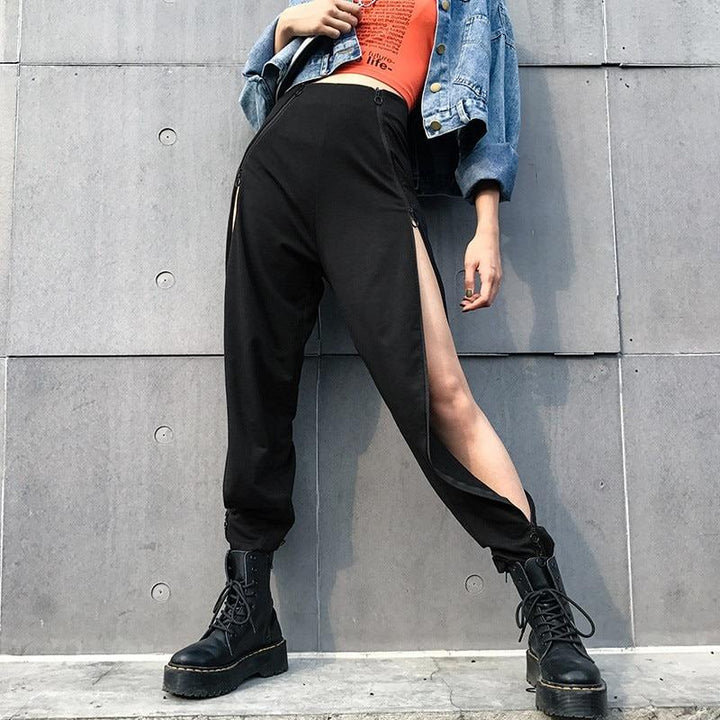 Open Side Zipper Pants - Cargo Chic