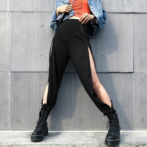 Open Side Zipper Pants - Cargo Chic