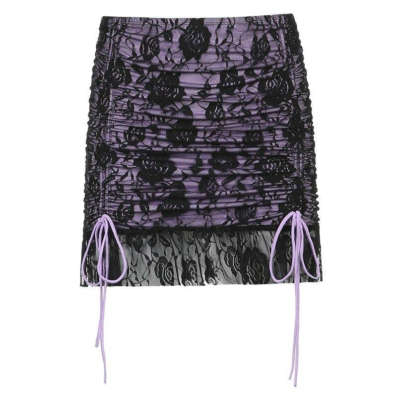 Over Flower Lace Ribbon Skirt - Cargo Chic