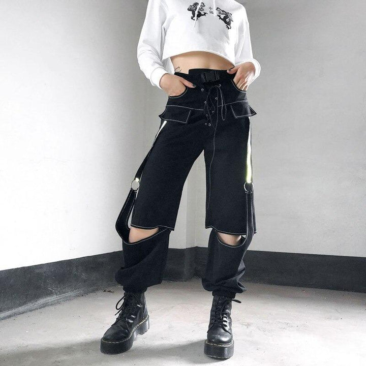 Reflected Loop Belted Pants - Cargo Chic