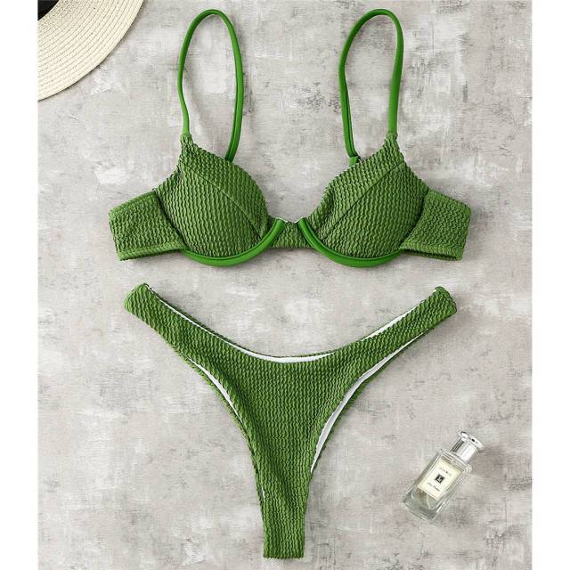 Ribbed Underwired High Cut Bikini