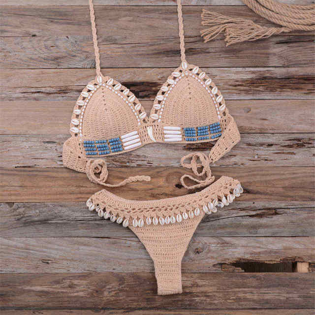 Shells Tassel Knit Crochet Bikini