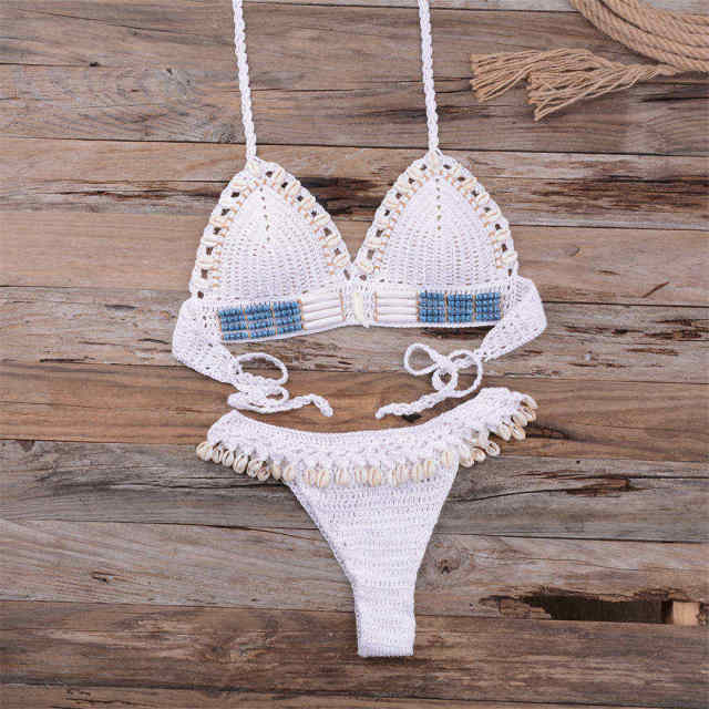 Shells Tassel Knit Crochet Bikini