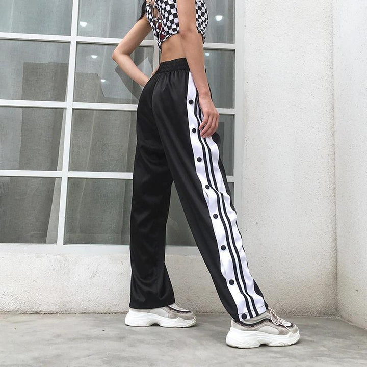 Side Striped Button Pants - Cargo Chic