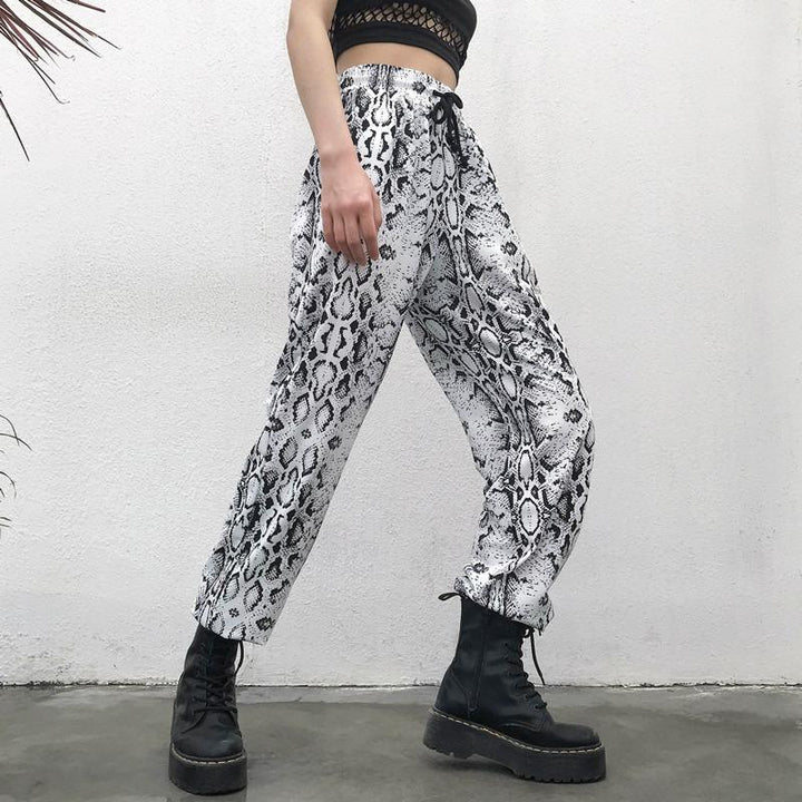 Snake Print Sweat Pants - Cargo Chic
