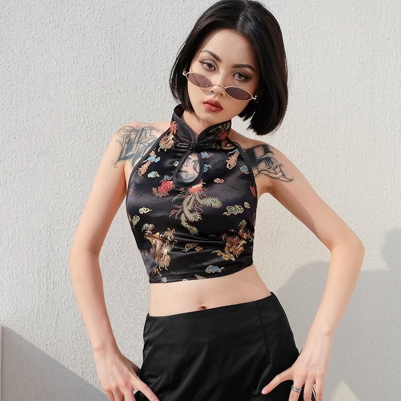 Vintage Dragon Embroidery Top - Cargo Chic