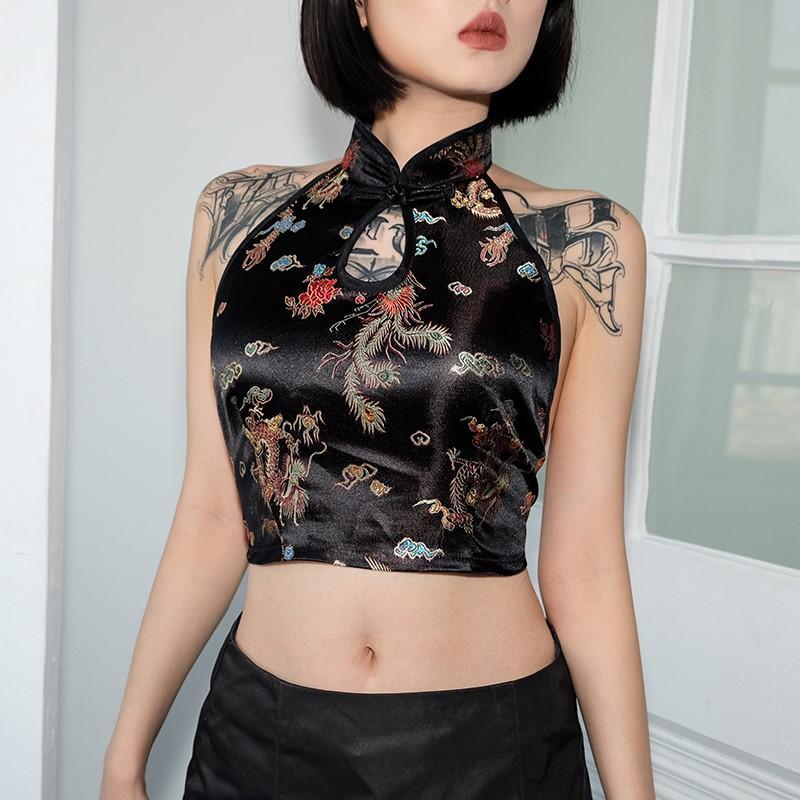 Vintage Dragon Embroidery Top - Cargo Chic