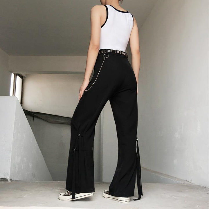 Wide Leg Ribbon Pants - Cargo Chic