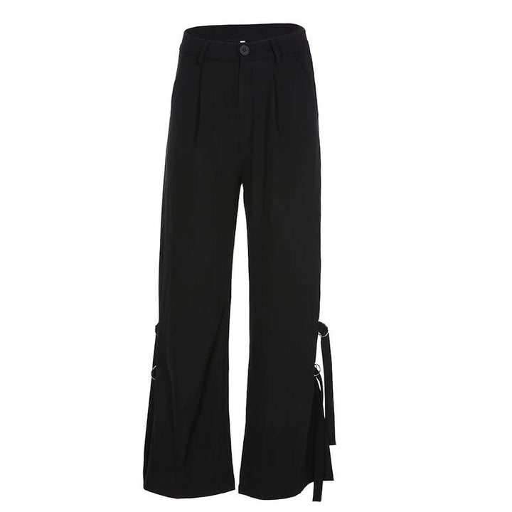 Wide Leg Ribbon Pants - Cargo Chic
